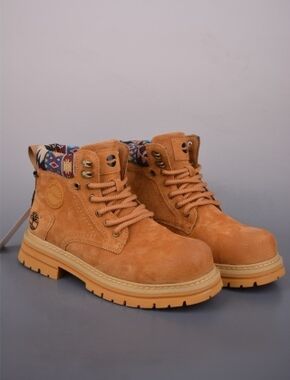 🥾Timberland🥾Wheat‑Tan High Top Combat Boots Boho Inner Trim